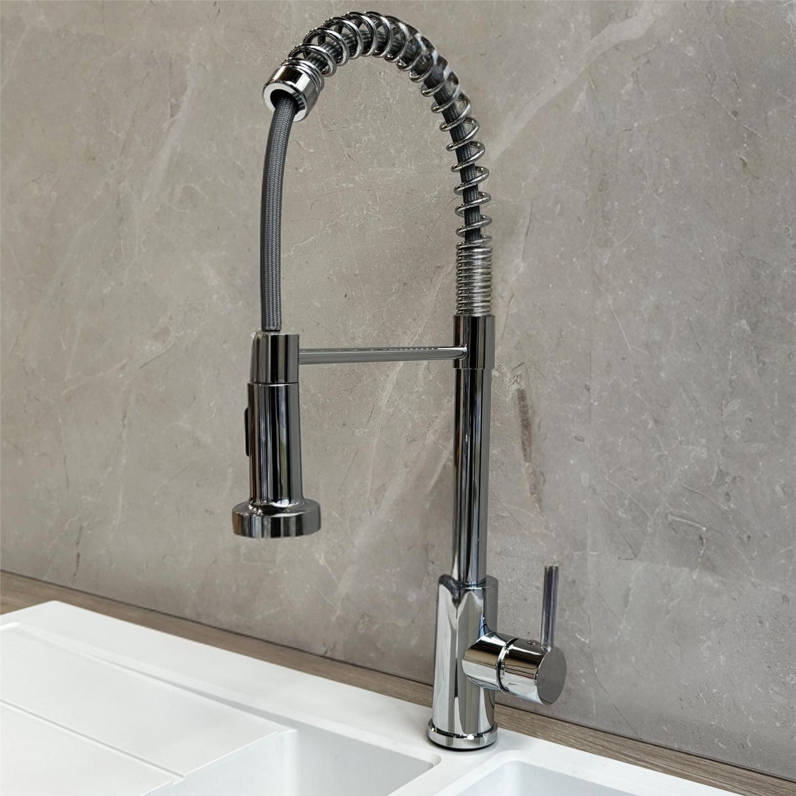 Liquida CT594CH Chrome Spring Style Kitchen Mixer Tap With Pull Out Spray Head